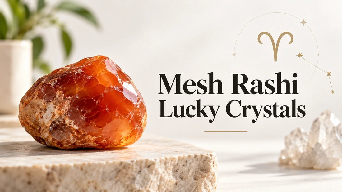 Carnelian stone with Aries zodiac symbol for a Mesh Rashi lucky crystal guide