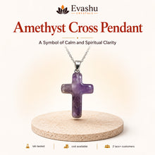 Load image into Gallery viewer, Natural Amethyst cross pendant by Evashu Crystals - view 1 - 01 amethyst cross pendant hero