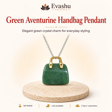 Load image into Gallery viewer, Natural Green Aventurine mini handbag pendant by Evashu Crystals - view 1 - 01 green aventurine handbag pendant hero