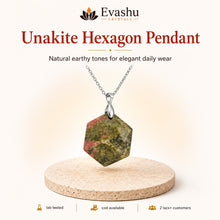 Load image into Gallery viewer, Natural Unakite hexagon pendant by Evashu Crystals - view 1 - 01 unakite hexagon pendant hero