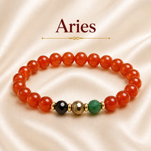 Load image into Gallery viewer, Aries / Mesh Rashi Bracelet front view with 8 mm gemstone beads