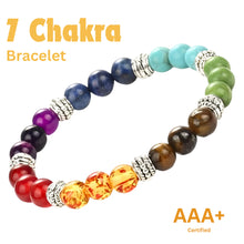 Load image into Gallery viewer, 7 Chakra Color Beaded Bracelets with Natural Stones – Unisex Jewelry (Pack of 2)
