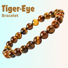 Load image into Gallery viewer, Model wearing a stylish Tiger Eye, Citrine and Evil Eye bracelet to highlight its elegance and aesthetic appeal. Get to know more about the Tiger Eye, Citrine and Evil Eye benefits