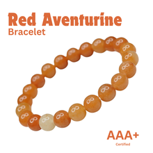 Load image into Gallery viewer, Close-up of Red Aventurine bracelet showing intricate details and natural Red Aventurine stone.