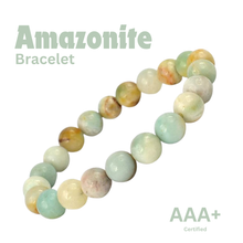 Load image into Gallery viewer, Close-up of Amazonite bracelet showing intricate details and natural Amazonite stone.