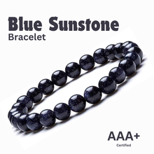 Load image into Gallery viewer, Close-up of Blue Sunstone bracelet showing intricate details and natural Blue Sunstone stone.