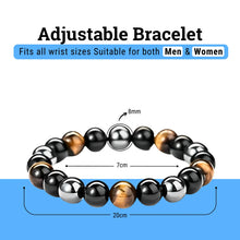 Load image into Gallery viewer, Triple Protection Bracelet – Hematite, Black Obsidian & Tiger’s Eye | Balance, Protection & Positive Energy