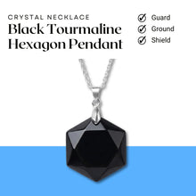 Load image into Gallery viewer, Black Tourmaline Hexagon Pendant – Symbol of Guarding, Grounding, and Shielding – Perfect for Daily Wear