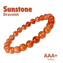 Load image into Gallery viewer, Close-up of Sunstone bracelet showing intricate details and natural Sunstone stone.