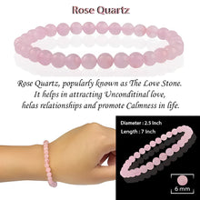 Load image into Gallery viewer, Certified Natural Rose Quartz Stone Bracelet: Unconditional Love & Acceptance