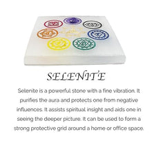 Load image into Gallery viewer, Square Selenite Seven Chakra Crystal Charging Plate — Healing Stone for Crystal Cleansing, Reiki Healing, Meditation & Spiritual Growth