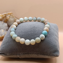 Load image into Gallery viewer, A collection of Amazonite bracelet showcasing different styles and sizes along with their Amazonite bracelet benefits.