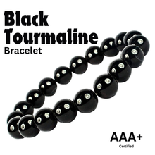 Load image into Gallery viewer, Natural Healing Black Tourmaline Crystal Bracelet for Men, Women & Kids