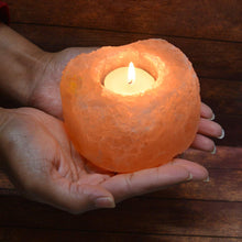 Load image into Gallery viewer, Himalayan Rock Salt Stone Lamp Tea Light Candle Holder – Healing Crystal Decor