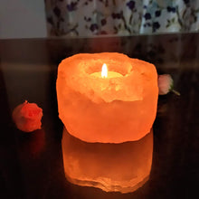 Load image into Gallery viewer, Himalayan Rock Salt Stone Lamp Tea Light Candle Holder – Healing Crystal Decor
