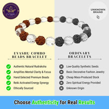 Load image into Gallery viewer, Combination of Clear Quartz & Rudraksh Round Beaded Bracelet for Calmness & Spiritual Connection