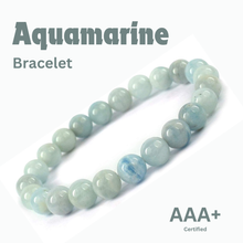 Load image into Gallery viewer, Natural Aquamarine Round Beads Stretch Bracelets, Charged by Reiki Grand Master & Vastu Expert for Unisex
