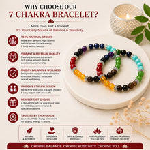 Load image into Gallery viewer, 7 Chakra Bracelet (Pack of 2) – Natural Stone Beaded Bracelet for Balance, Focus & Daily Wear | Unisex Crystal Jewellery - On Hand View | Natural Seven Chakra Crystal Bracelet for Chakra Balance & Energy Alignment