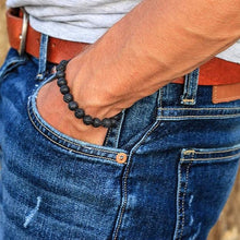 Load image into Gallery viewer, Mystic Ember Lava Stone Handmade stretchable Power Bracelet For Both Men and Women - Black (Pack of 3)