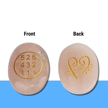 Load image into Gallery viewer, Rose Quartz Healing Coin with Zibu Symbol – Healing Crystal for Love, Compassion & Emotional Balance