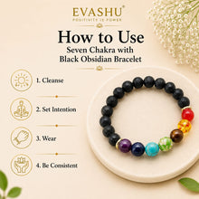 Load image into Gallery viewer, 7 Chakra Bracelet with Black Obsidian – Natural Stone Bracelet for Protection, Balance & Everyday Wear | Unisex Crystal Jewellery
