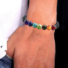 Load image into Gallery viewer, Certified 7 Chakra Crystal Bracelet with Black Obsidian – Energy Healing & Spiritual Balance | Unisex