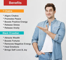 Load image into Gallery viewer, 7 Chakra Crystal & Black Obsidian Beads Bracelet for Men & Women — Healing Stone for Energy Cleansing, Chakra Balancing & Spiritual Growth