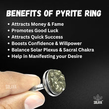 Load image into Gallery viewer, Pyrite Ring with Natural Pyrite Stone Combo– Crystal Set for Money & Protection - Suitable for Unisex