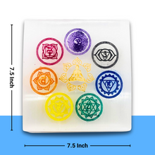 Load image into Gallery viewer, Square Selenite Seven Chakra Crystal Charging Plate — Healing Stone for Crystal Cleansing, Reiki Healing, Meditation & Spiritual Growth
