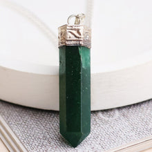 Load image into Gallery viewer, Green Jade Stone Pendant – Pencil Necklace for Prosperity, Harmony & Emotional Balance