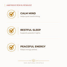 Load image into Gallery viewer, Certified Natural Amethyst Pencil Pendant - Calm Mind & Restful Sleep | Buy Online - Image 2