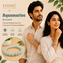 Load image into Gallery viewer, Aquamarine Bracelet – Natural Stone Bracelet for Clarity, Emotional Balance & Everyday Wear | Unisex Crystal Jewellery