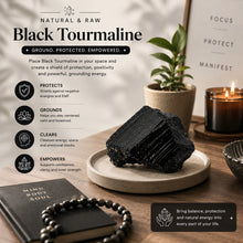 Load image into Gallery viewer, Black Tourmaline Stone – Natural Crystal for Grounding, Protection & Positive Space Décor | Healing Crystal for Home, Meditation & Gifting