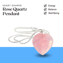 Load image into Gallery viewer, Reiki Crystal Pendant Products Natural Healing Stone Pendant Small Heart Shape Crystal Stone Pendant/Locket with Metal Chain for Reiki Healing and Crystal Healing Gemstone Size 15-20 mm Approx
