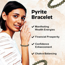 Load image into Gallery viewer, Certified Pyrite Bracelet – Authentic Pyrite Stone Healing Crystal for Wealth, Success & Positive Energy | With LAB Certificate