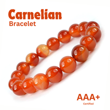 Load image into Gallery viewer, Close-up of Carnelian bracelet showing intricate details and natural Carnelian stone.