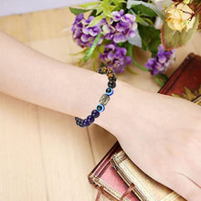 Load image into Gallery viewer, Round Beaded Tiger Eye With Amethyst & Evil Eye Stone Bracelet | Reiki Healing for Men Women & Kids