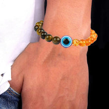 Load image into Gallery viewer, Tiger Eye, Citrine & Evil Eye Bracelet – Success, Protection & Abundance | Lab Certified