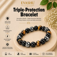 Triple Protection Bracelet – Natural Beaded Bracelet for Balance, Protection & Positive Energy | Unisex Crystal Jewellery