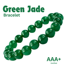 Load image into Gallery viewer, Close-up of Green Jade bracelet showing intricate details and natural Green Jade stone.