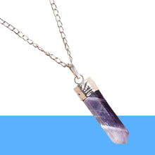 Load image into Gallery viewer, Amethyst Pendant – Pencil Necklace for Calmness, Intuition & Spiritual Growth - Close Up Detail Texture | Natural Amethyst, Seven Chakra Crystal Pendant for Success, Confidence & Career Growth