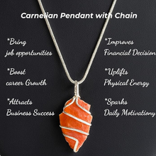 Load image into Gallery viewer, Carnelian pendant with chain, a natural healing crystal necklace for motivation and confidence