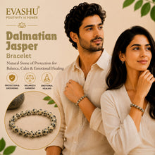 Load image into Gallery viewer, Dalmatian Jasper Bracelet – Natural Stone Bracelet for Joy, Positivity & Everyday Wear | Unisex Crystal Jewellery - On Hand View | Natural Red Jasper Crystal Bracelet for Healing & Positive Energy