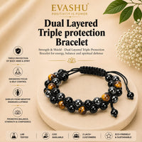 Dual Layer Triple Protection Bracelet – Natural Stone Bracelet for Confidence, Strength & Everyday Wear | Unisex Crystal Jewellery