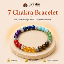 Load image into Gallery viewer, Authentic natural 7 Chakra Bracelet for Energy Balance and Chakra Alignment, shown as the main Evashu product view