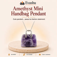 Load image into Gallery viewer, Authentic natural Amethyst Mini Handbag Pendant for Daily Calm and Emotional Ease, shown as the main Evashu product view