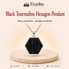 Load image into Gallery viewer, Authentic natural Black Tourmaline Hexagon Pendant for Nazar Protection and Grounding Support, shown as the main Evashu product view