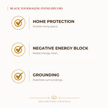 Load image into Gallery viewer, Black Tourmaline Raw Stone benefits for nazar protection and negative-energy shielding, explained in an Evashu natural-crystal guide – black tourmaline stone
