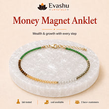 Load image into Gallery viewer, Authentic natural Money Magnet Anklet with Free Selenite Charging Plate | Prosperity Flow & for wealth attraction and prosperity intention, shown as the main