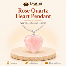 Load image into Gallery viewer, Authentic natural Rose Quartz Heart Pendant for Love and Compassion, shown as the main Evashu product view